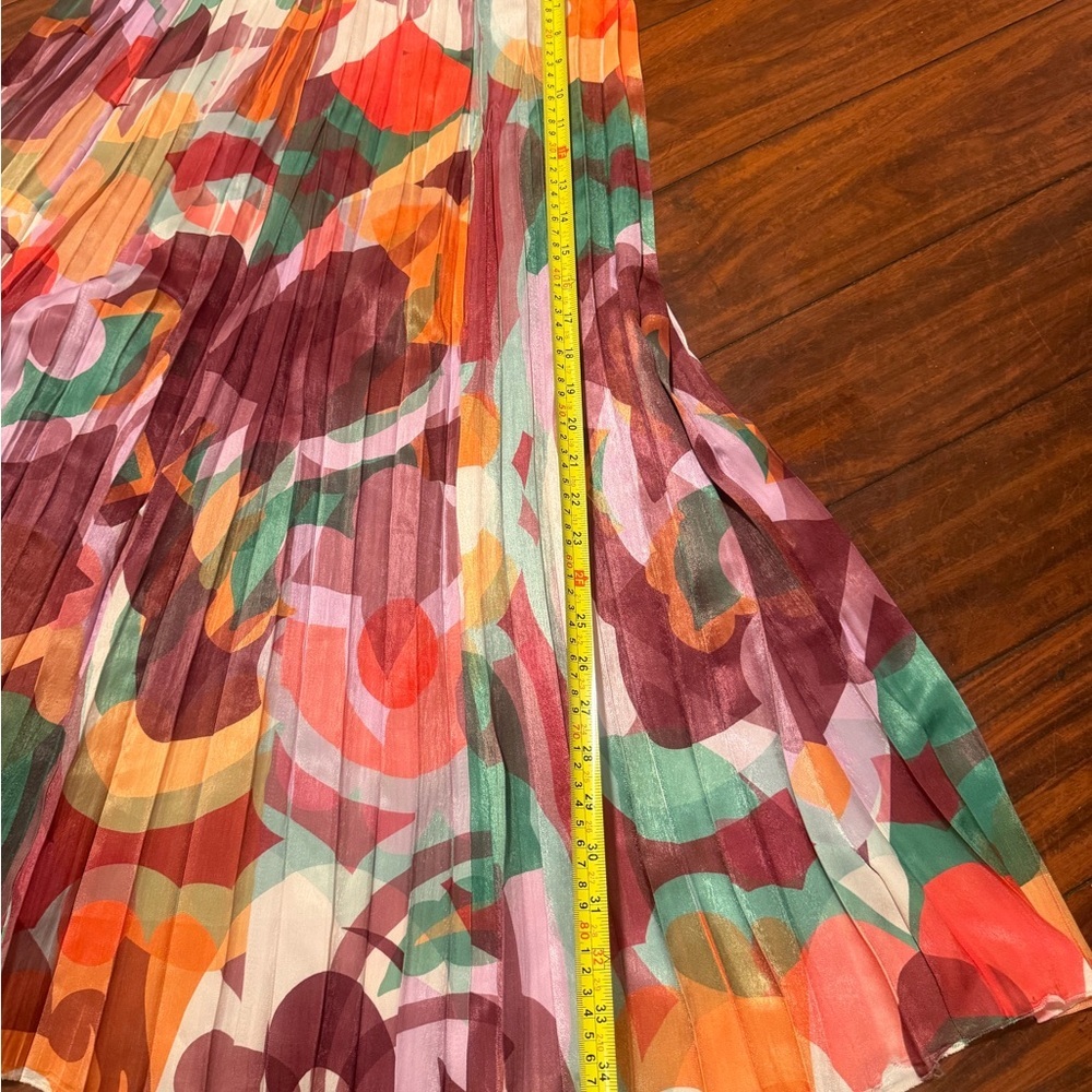 Orly Paris Abstract Multicolor Pleated Maxi Skirt — Floral Swirl Print - Picture 7 of 7